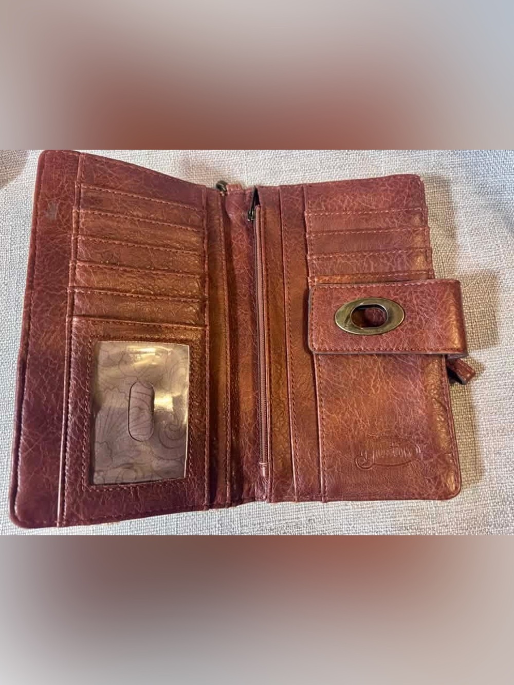 Justin Boots Distressed Brown Leather Women's Continental Wallet